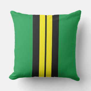 Coussin Sporty Bright Jaune Vert Black Racing Stripes