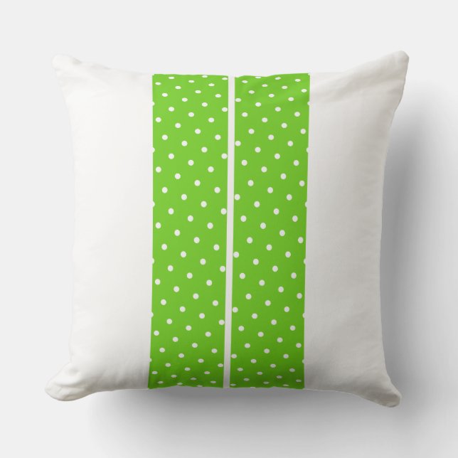 Coussin Sporty Fun Chic Lime Racing Points Sur Blanc (Recto)