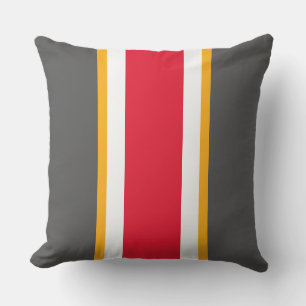 Coussin Sporty Grey Bright Rouge Jaune Blanc Stripes De Co
