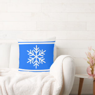 Coussin Sporty Nordic Snowflake Bleu Bleu Clair Blancs