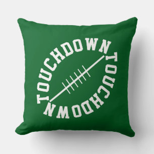 Coussin Sporty Slant Football TOUCHDOWN Sur Fond Vert Fonc