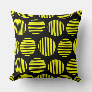 Coussin Spots Lined 190917 - Jaune sur Noir