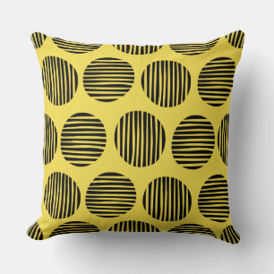 Coussin Spots Lined 190917 - Noir sur Jaune