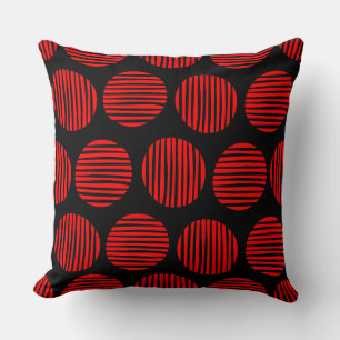 Coussin Spots Lined 190917 - Rouge sur Noir