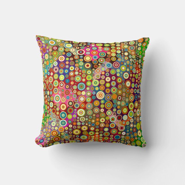 Coussin Spots rétro colorés + votre idée (Recto)