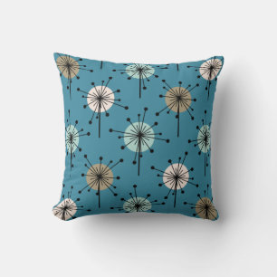 Coussin Spoutnik Starburst Flowers Teal Gold