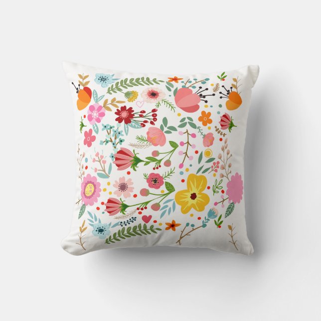 Coussin Spring Blossom Floral Throw Pillow (Recto)