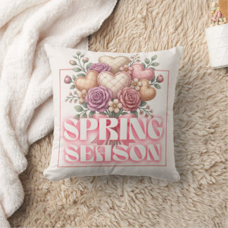 Coussin Spring Floral Hearts Decorative Pillow