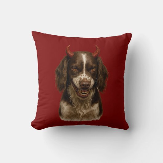 Coussin Springer Spaniel Angel / Devil naughty dog cushion (Recto)