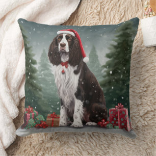 Coussin Springer Spaniel Chien dans la neige Noël