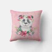 Coussin Sprinkings PANDA BEAR Pink Boho Flowers Girls Nomm (Verso)