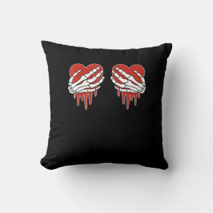 Coussin Squelette anti-Valentin mains coeur Goth