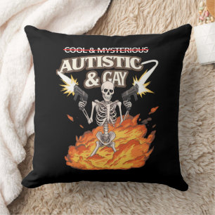 Coussin Squelette Autiste et Gay Drôle de Sensibilisation 