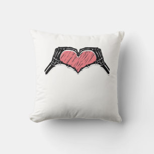 Coussin Squelette Coeur main signe Valentines Jour Classiq