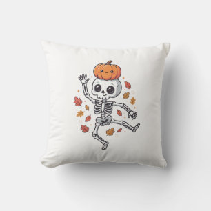 Coussin Squelette dansant Halloween mignon avec tête de ci