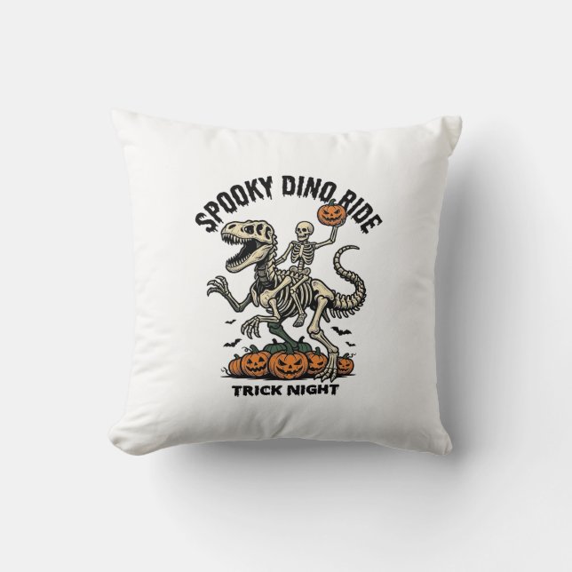 Coussin Squelette de dinosaure Halloween Vintage Trick Rid (Recto)