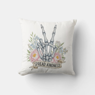 Coussin Squelette de signe de paix "Propager la gentilless