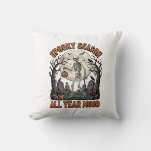 Coussin Squelette Halloween Vintage Saison Fantôme Blanc S