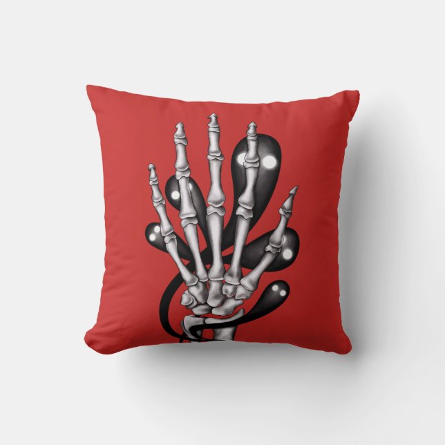 Coussin Squelette Main Avec Fantômes (Recto)