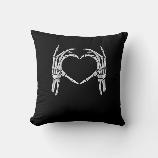Coussin Squelette Mains Coeur Signer Retro Costume Hallowe (Recto)