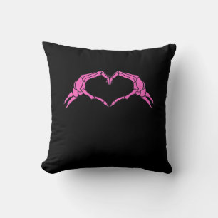 Coussin Squelette Mains Panneau Coeur Retro Halloween