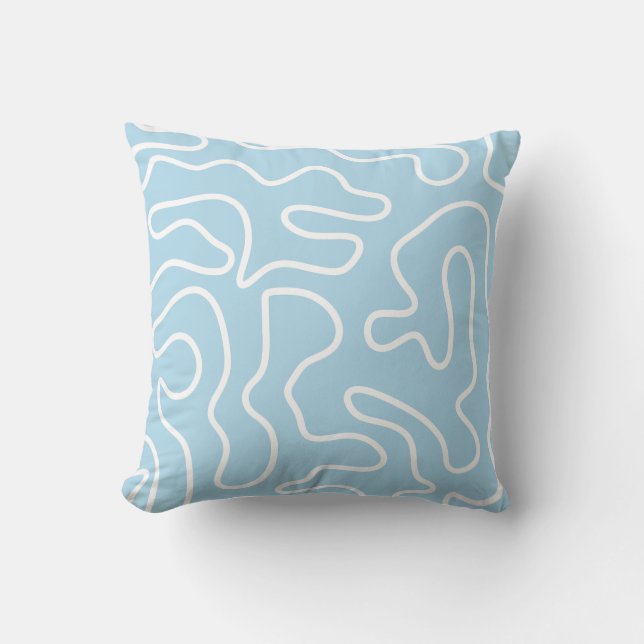 Coussin Squiggle Maze Abstract Pattern in Ice Blue (Recto)