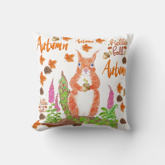 Coussin Squriel d'automne floral (Recto)