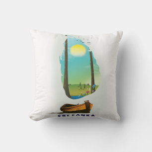 Coussin Sri Lanka Carte illustrée affiche touristique.