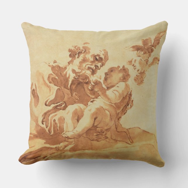 Coussin St Joseph adorant l'enfant du Christ (stylo, (Recto)