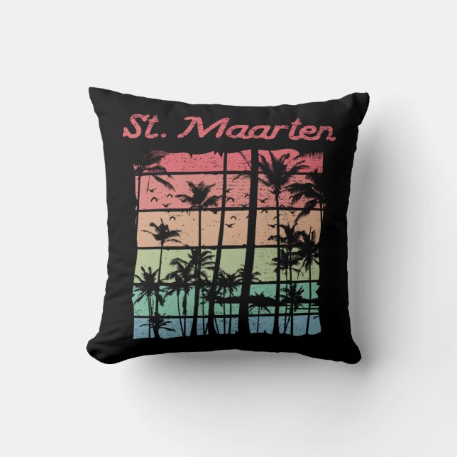 Coussin St Maarten Arc-en-ciel Couleurs Saint Martin (Recto)