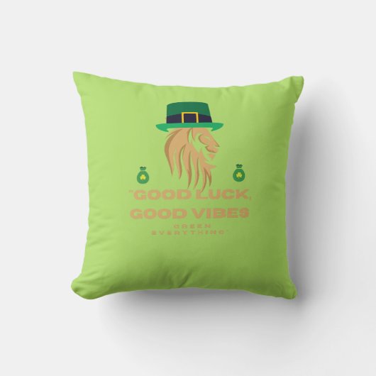 Coussin St. Patrick’s Day Lion King - Good Luck Good Vibes (Recto)