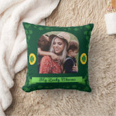 Coussin St. Patrick’s Day Shamrock Family Photo Keepsake (Couverture)