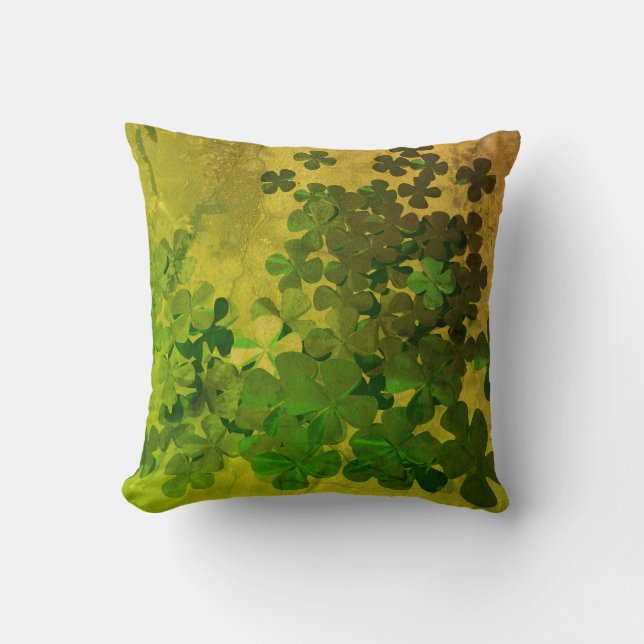 Coussin St. Patrick's Day et Good Luck, ‎ trèfle à quatre  (Recto)