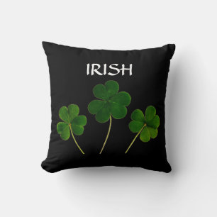 Coussin St Patrick's Day Irish 2020 Shamrock vert noir