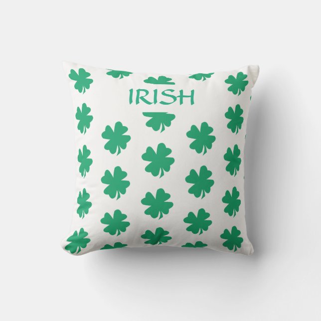Coussin St Patrick's Day Irlandais Shamrock vert Motif feu (Recto)