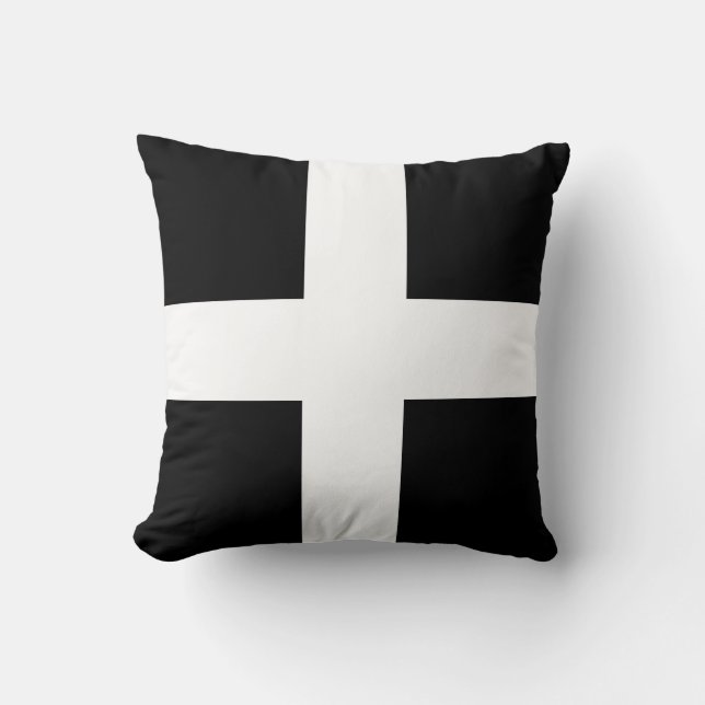 Coussin St. Piran’s flag / flag of Cornwall Throw Pillow (Recto)