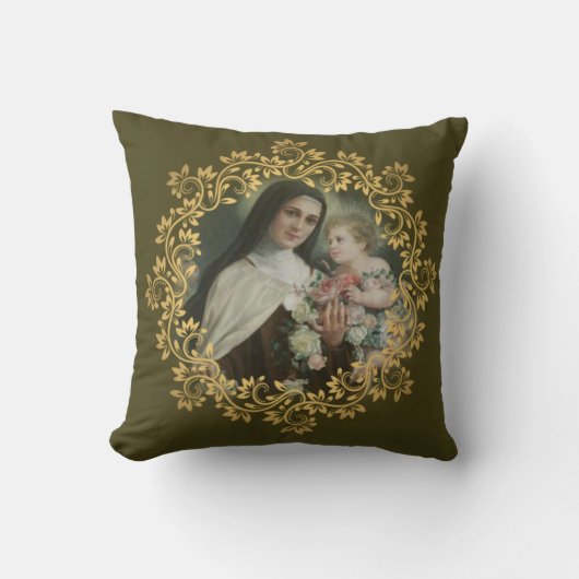 Coussin St Therese de l'enfant Jésus peu de fleur (Recto)