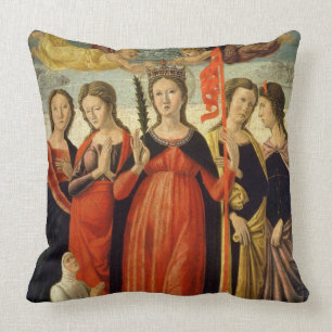 Coussin St Ursula et quatre saints (tempera sur le