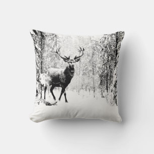 Coussin Stade Deer Forêt d'hiver Faune Animal Nature Art