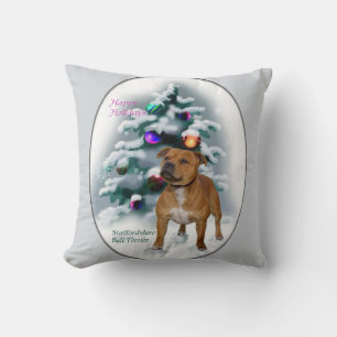 Coussin Staffordshire Bull Terrier Noël