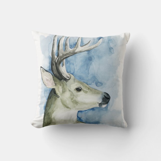 Coussin Stag errant - Aquarelle (Recto)
