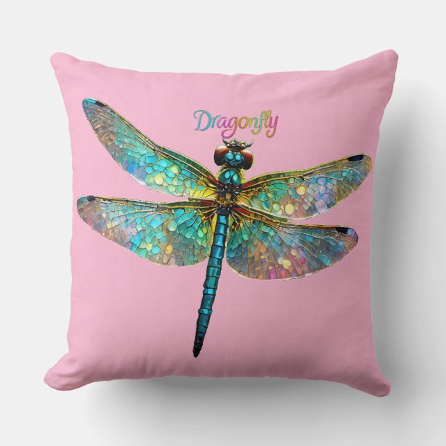 Coussin Stained Glass Colorful Dragonfly (Recto)