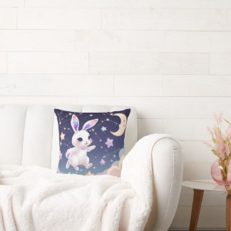Coussin Star Bunny Throw Pillow – Pastel Galaxy Rabbit