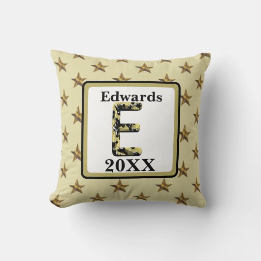 Coussin Star Monogram Gold Initiale Élégante Décor Maison (Recto)