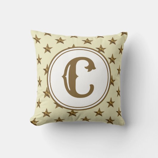 Coussin Star Monogram Rustic Western Mariage Keepsaké (Recto)