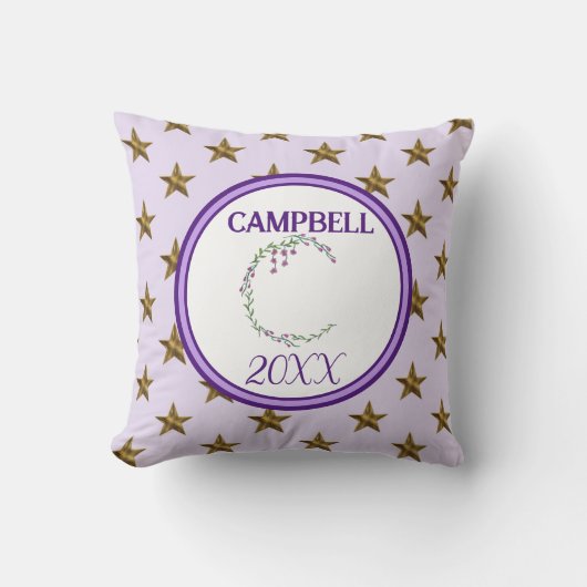 Coussin Star Monogramme Floral Nature Initiale Décor (Recto)