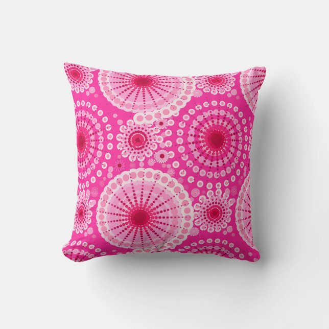 Coussin Starburbs et pinwheel, fuchsia rose & maron (Recto)