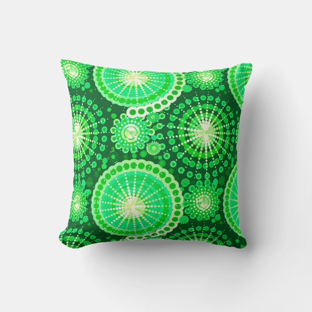 Coussin Starburds et pingwheel, vert pin foncé (Recto)
