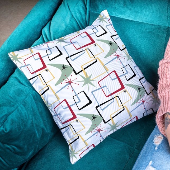 Coussin Starburst atomique Boomerang Carré milieu du siècl (Créateur téléchargé)