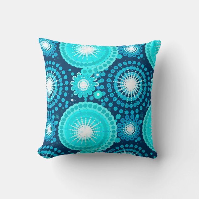 Coussin Starburst et patins, navals et turquoise (Recto)